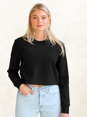 Province Of Canada Monday Long Sleeve Crop Top Black size XL